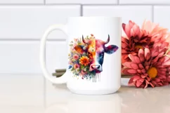 Artistic Watercolor Vibrant Cow | Sublimation Clipart Product Image 2
