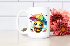 Vibrant Cute Baby Bee with Umbrella | Sublimation | Clipart Product Image 2