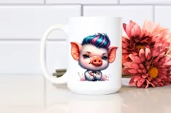 Cute Baby Pig Posing, Summer PNG Product Image 2