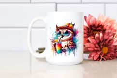 Colorful Owl Drink Sunglasses Clipart Product Image 2