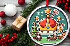 Round Christmas Ornament Sublimation|Clipart Product Image 1