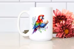 Colorful Watercolor Parrot Reading a Book | Sublimation Product Image 2