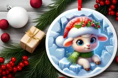Round Christmas Ornament Sublimation|Clipart Product Image 2
