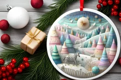 Round Christmas Ornament Sublimation|Clipart Product Image 2