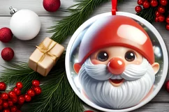 Shiny Gnome Face Round Ornament Sublimation PNG Product Image 2
