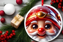 Shiny Gnome Face Round Ornament Sublimation PNG Product Image 2