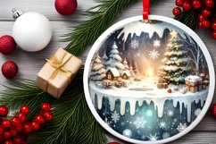 3D Winter Scene with Sparkling Snowflakes Sublimation PNG Product Image 2