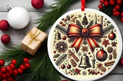 Round Christmas Ornament Sublimation|Clipart Product Image 1