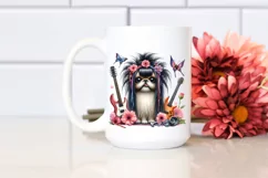 Expressive Japanese Chin Rock Star | Watercolor Clipart Product Image 2