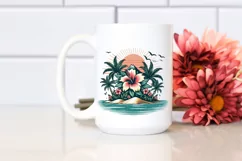 Retro Tropical Flower Island Clipart Product Image 2