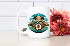 Retro Tropical Flower Island Clipart Product Image 2