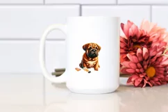Watercolor Bullmastiff Sitting in Sand | Clipart Product Image 2
