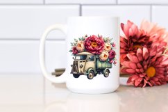 Vintage Oilish Van with Huge Flowers PNG Product Image 2