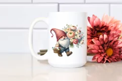 Cute Gnome Holding Flower Basket and Ranunculus Bouquet | Product Image 2