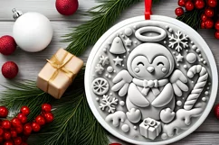 Round Christmas Ornament Sublimation|Clipart Product Image 1