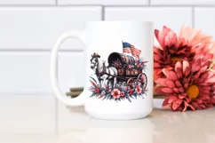 Vintage USA Flag Wagon | Watercolor Clipart Product Image 2