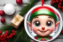 Shiny Elf Face Round Ornament Sublimation PNG Product Image 2