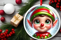 Shiny Elf Face Round Ornament Sublimation PNG Product Image 2