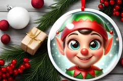Shiny Elf Face Round Ornament Sublimation PNG Product Image 2