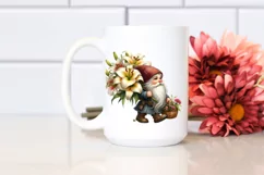 Small Gnome Carrying Lily Bouquet and Flower Basket | Product Image 2