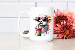 Colorful Lamb Drink Sunglasses Clipart Product Image 2