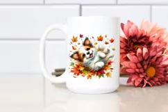 Dog with Autumn Leaves, Transparent PNG Product Image 2