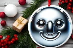 Shiny Koala Face Round Ornament Sublimation PNG Product Image 2