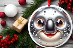 Shiny Koala Face Round Ornament Sublimation PNG Product Image 2