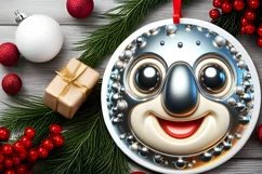 Shiny Koala Face Round Ornament Sublimation PNG Product Image 2