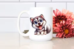 Cute Watercolor Siberian Husky Clipart Product Image 2