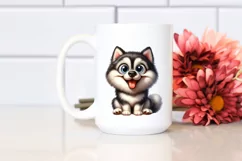 Cute Watercolor Siberian Husky Clipart Product Image 2