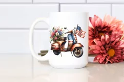 Rusty Scooter USA Flag | Watercolor Clipart Product Image 2