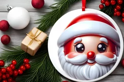 Shiny Santa Claus Face Round Ornament Sublimation PNG Product Image 2
