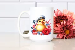 Colorful Baby Duck Sitting on Sailor | Sublimation | Clipart Product Image 2