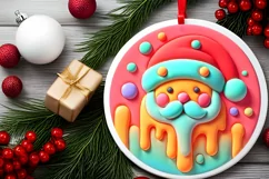 Round Christmas Ornament Sublimation|Clipart Product Image 1