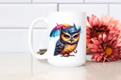 Contempt Baby Owl with Umbrella PNG Product Image 2