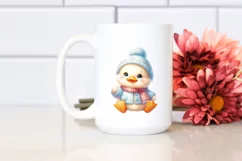 Pastel Duck Sitting on Snowflake, Transparent PNG Product Image 2