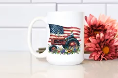 Watercolor Beach Tractor Flowers Flag Clipart Product Image 2