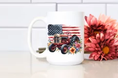 Watercolor Beach Tractor Flowers Flag Clipart Product Image 2