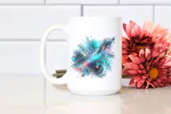 Colorful Cyan Watercolor Splash | Summer Clipart Product Image 2