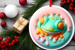 3D Christmas Frog Sublimation PNG Product Image 2