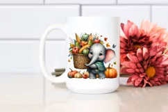 Quirky Baby Elephant with Autumn Vegetables | Clipart Product Image 2