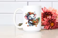 Quirky Baby Elephant with Autumn Vegetables | Clipart Product Image 2