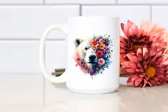 Artistic Polar Bear Half Made of Flowers | Sublimation | Product Image 2