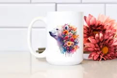 Artistic Polar Bear Half Made of Flowers | Sublimation | Product Image 2