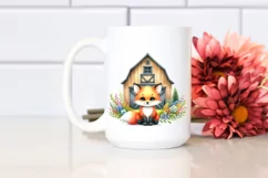 Funny Baby Fox Sitting in Front of Barn | Sublimation | Product Image 2