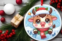 Round Christmas Ornament Sublimation|Clipart Product Image 2