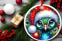 Shiny Peacock Face Round Ornament Sublimation PNG Product Image 2