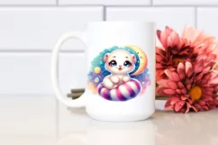 Colorful Baby Ermine Under Moon | Sublimation | Clipart Product Image 2