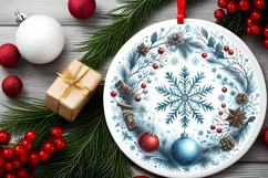 Round Christmas Ornament Sublimation|Clipart Product Image 2